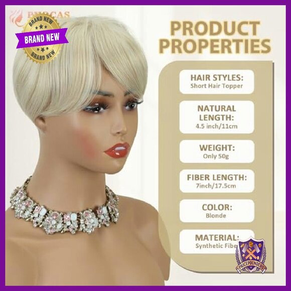 Short Hair Topper with Bangs for Thinning Hair, Heat-Resistant Fibers main image 5